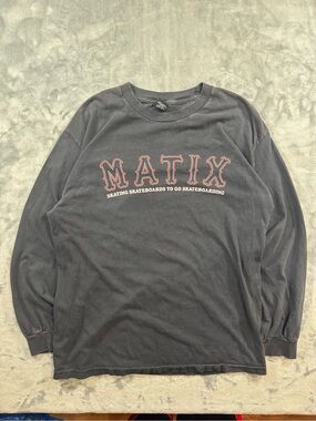 Matix Black Long-Sleeve Tee with Red Outline Logo